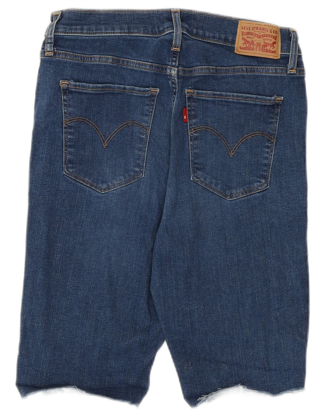Levi's Short en Jean Taille Haute 720 Femme Bleu Moyen W29 Coton