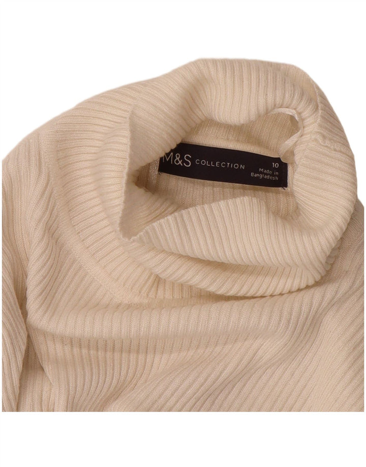 Marks & Spencer Womens Roll Neck Jumper Sweater UK 10 Small White Viscose