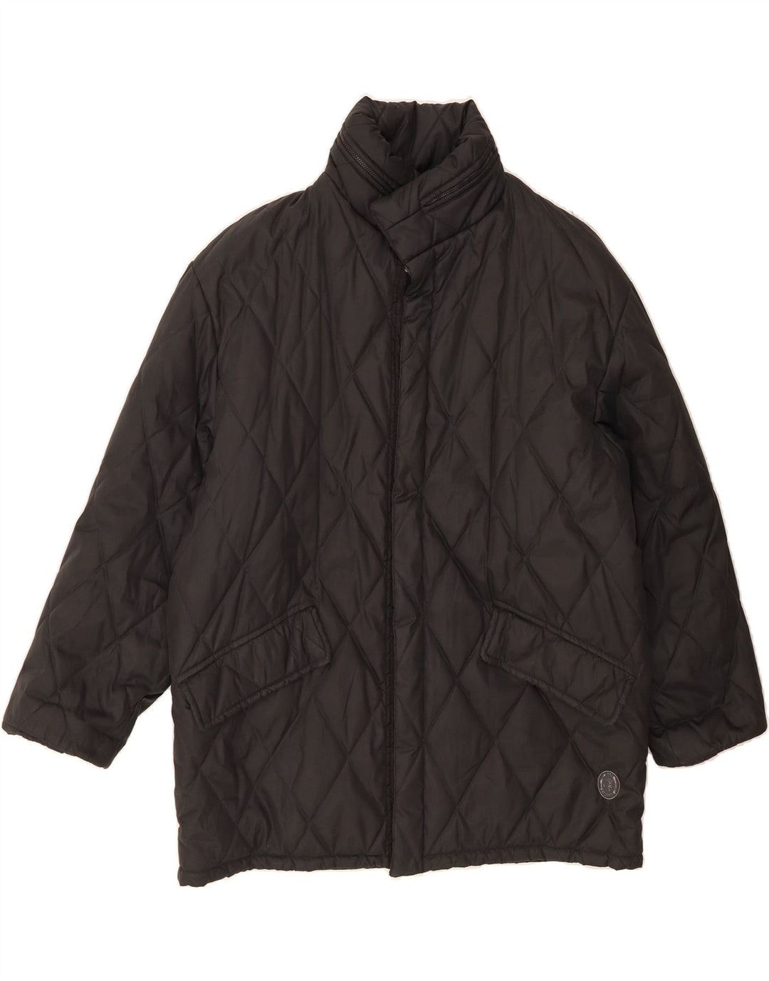 TRUSSARDI JEANS Mens Quilted Padded Coat UK 36 Small Black Vintage Trussardi Jeans and Second-Hand Trussardi Jeans from Messina Hembry 