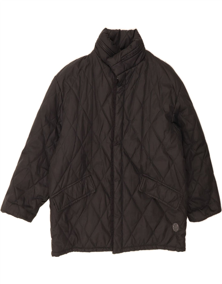 TRUSSARDI JEANS Mens Quilted Padded Coat UK 36 Small Black Vintage Trussardi Jeans and Second-Hand Trussardi Jeans from Messina Hembry 