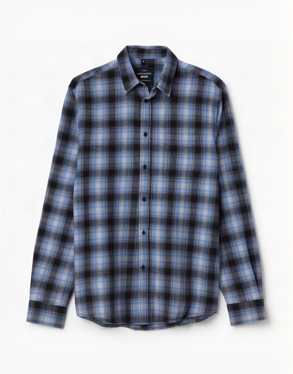 Camargue Mens Flannel Shirt Medium Blue Check Cotton