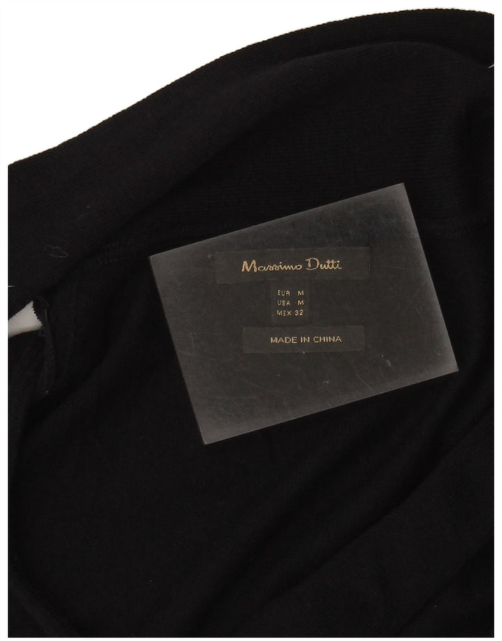 Massimo Dutti Womens Shawl Neck Jumper Sweater UK 12 Medium Navy Blue