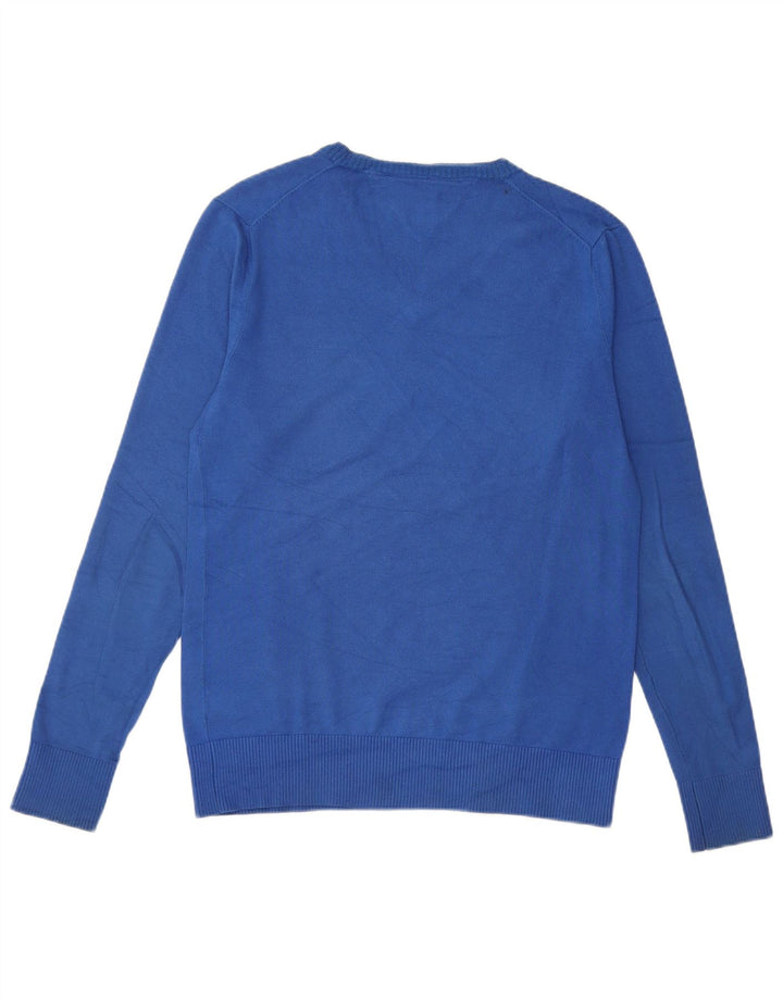 Tommy Hilfiger Mens V-Neck Jumper Sweater Medium Blue Cotton