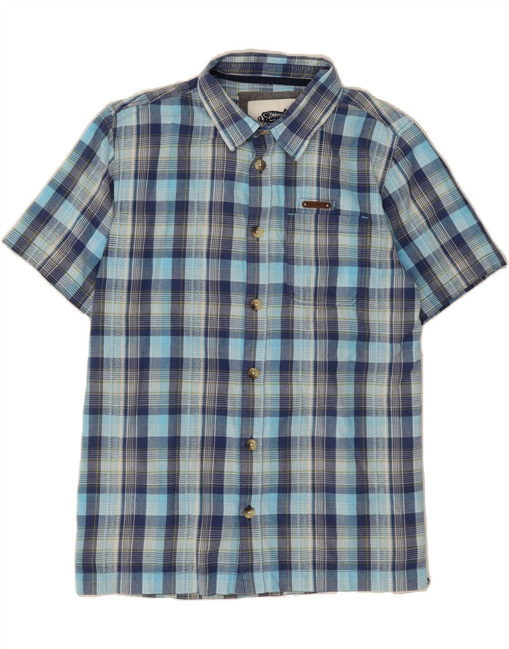 WEIRD FISH Mens Short Sleeve Shirt Medium Blue Check Cotton Vintage Weird Fish and Second-Hand Weird Fish from Messina Hembry 