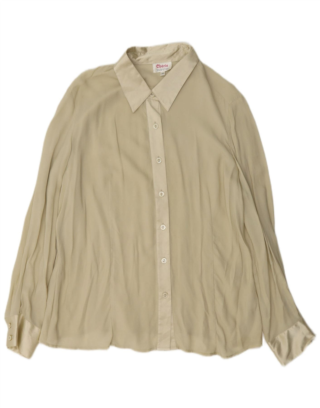cherie Womens Shirt Blouse IT 48 XL Beige Silk