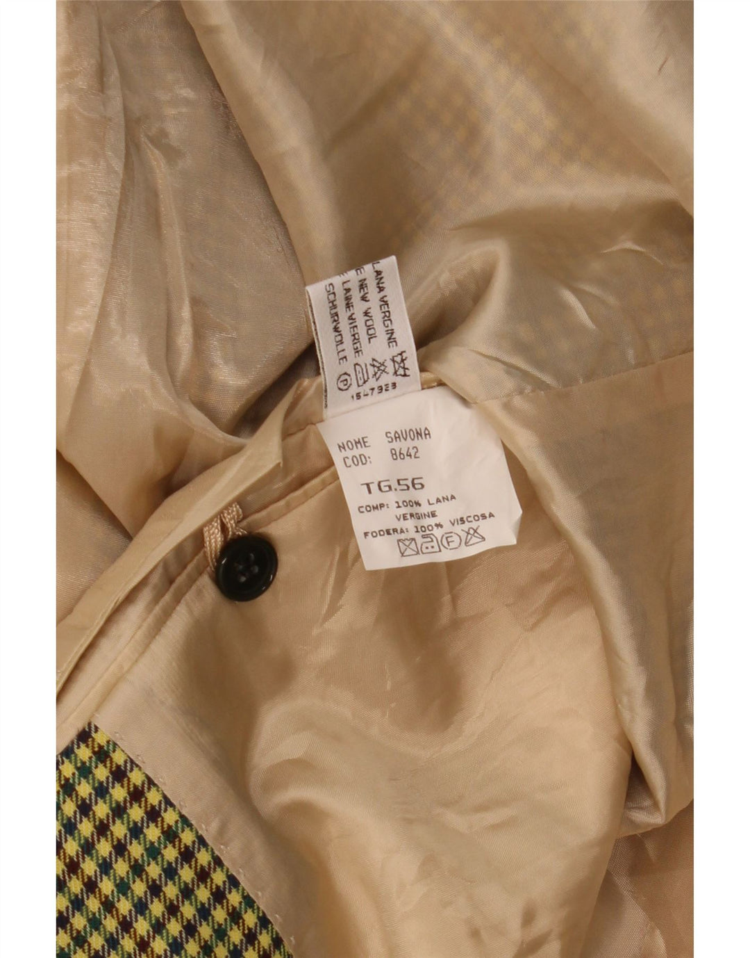 Vintage hombres 2 botones Blazer chaqueta IT 56 3XL lana de pata de gallo amarilla
