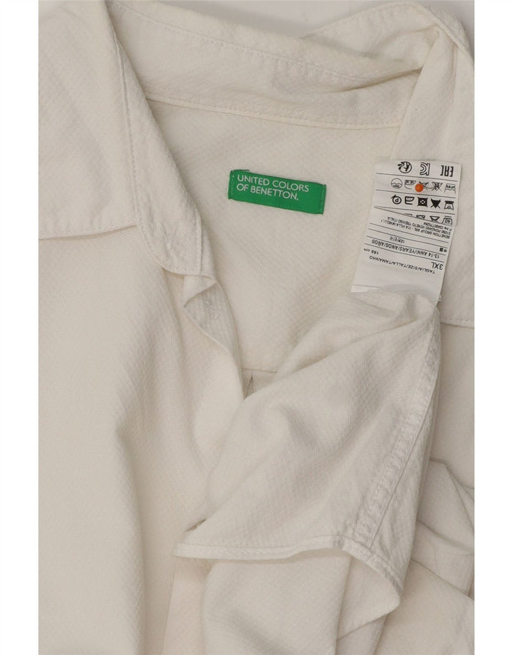 BENETTON Boys Shirt 13-14 Years 3XL White Cotton