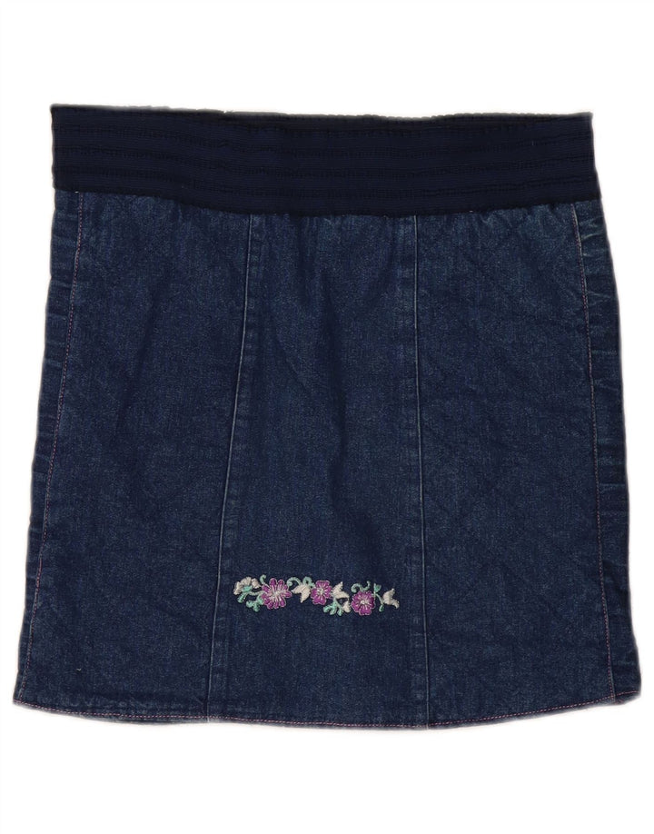 Vintage Womens Denim Skirt W30 Medium Navy Blue Floral