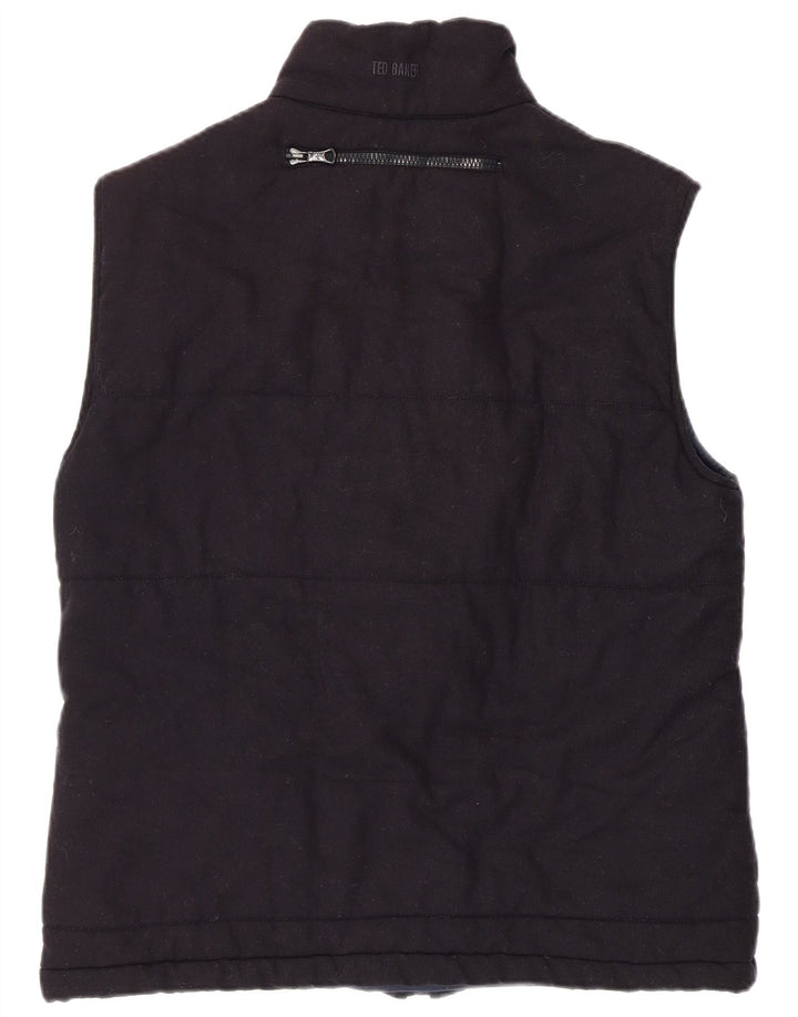 TED BAKER Mens Padded Gilet Size 3 Medium Navy Blue Virgin Wool