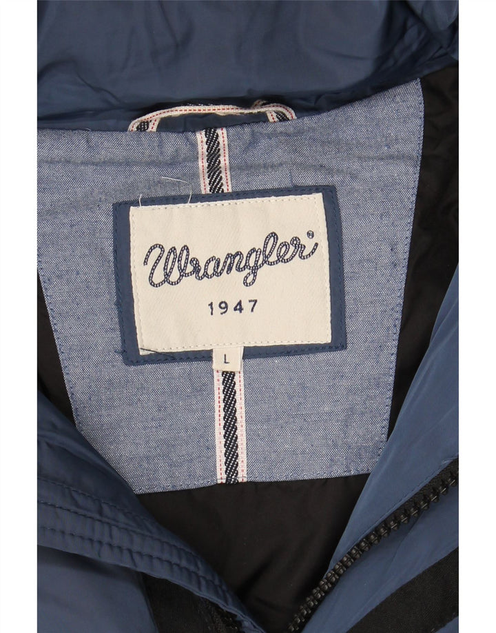WRANGLER Mens Hooded Padded Jacket UK 40 Large Navy Blue Polyester Vintage Wrangler and Second-Hand Wrangler from Messina Hembry 