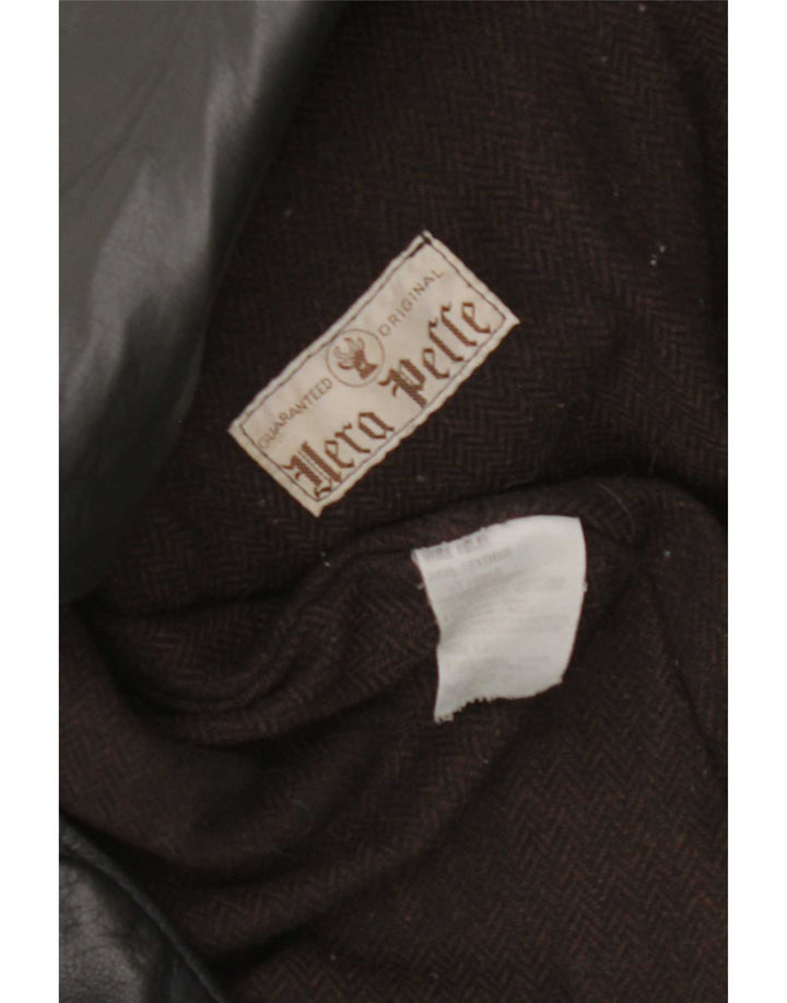 Cappotto in pelle vintage da donna UK 16 grande nero
