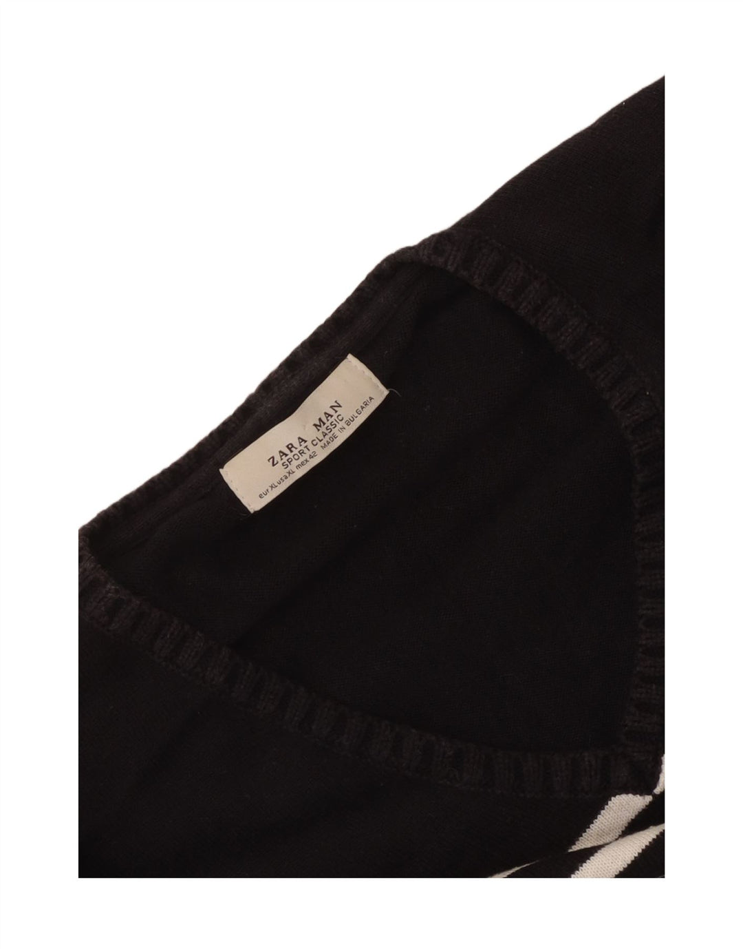 Zara Herre V-hals sweater XL Sort Stribet