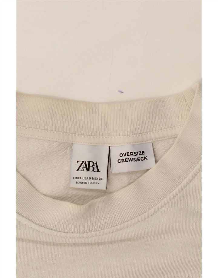 ZARA Womens Oversized Sweatshirt Jumper UK 10 Small White Vintage Zara and Second-Hand Zara from Messina Hembry 