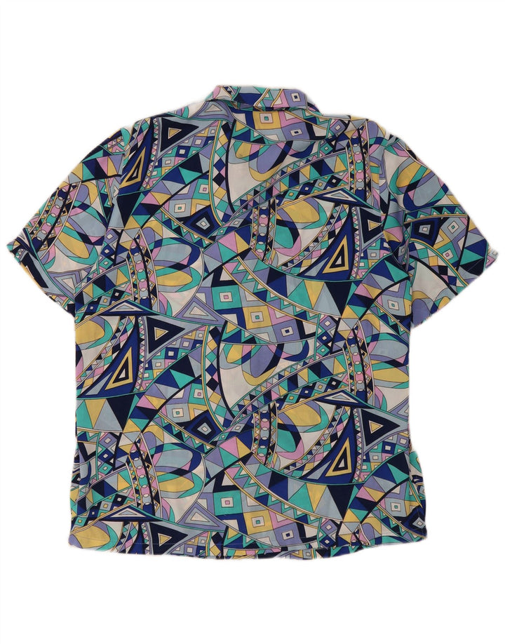 Vintage Womens Short Sleeve Shirt UK 16 Large Multicoloured Geometric