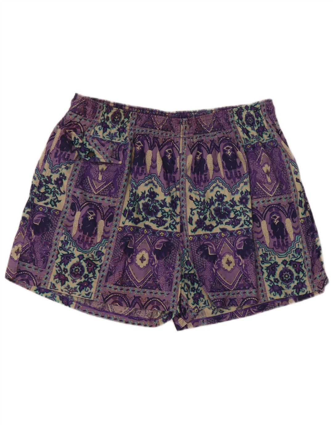 Pantaloncini da bagno da donna Equipe UK 14 grande cotone patchwork viola