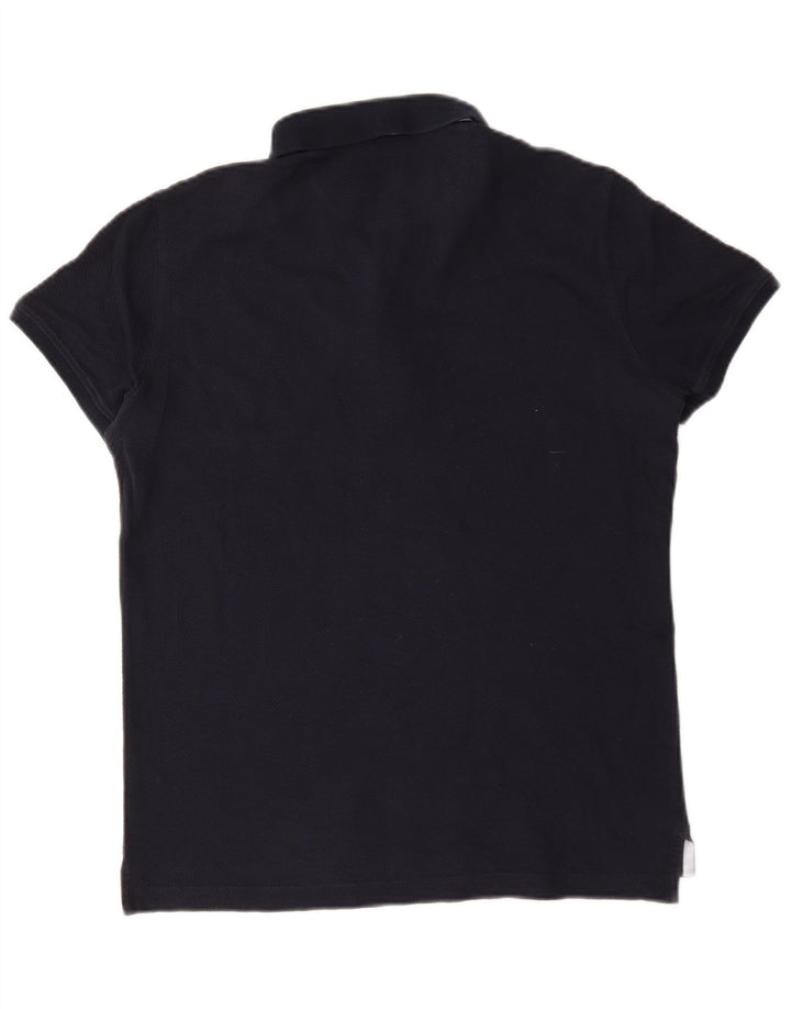 Massimo Dutti Mens Casual Fit Polo Shirt Medium Navy Blue Cotton