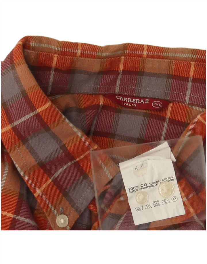 Carrera herre flannelskjorte 2XL orange ternet bomuld