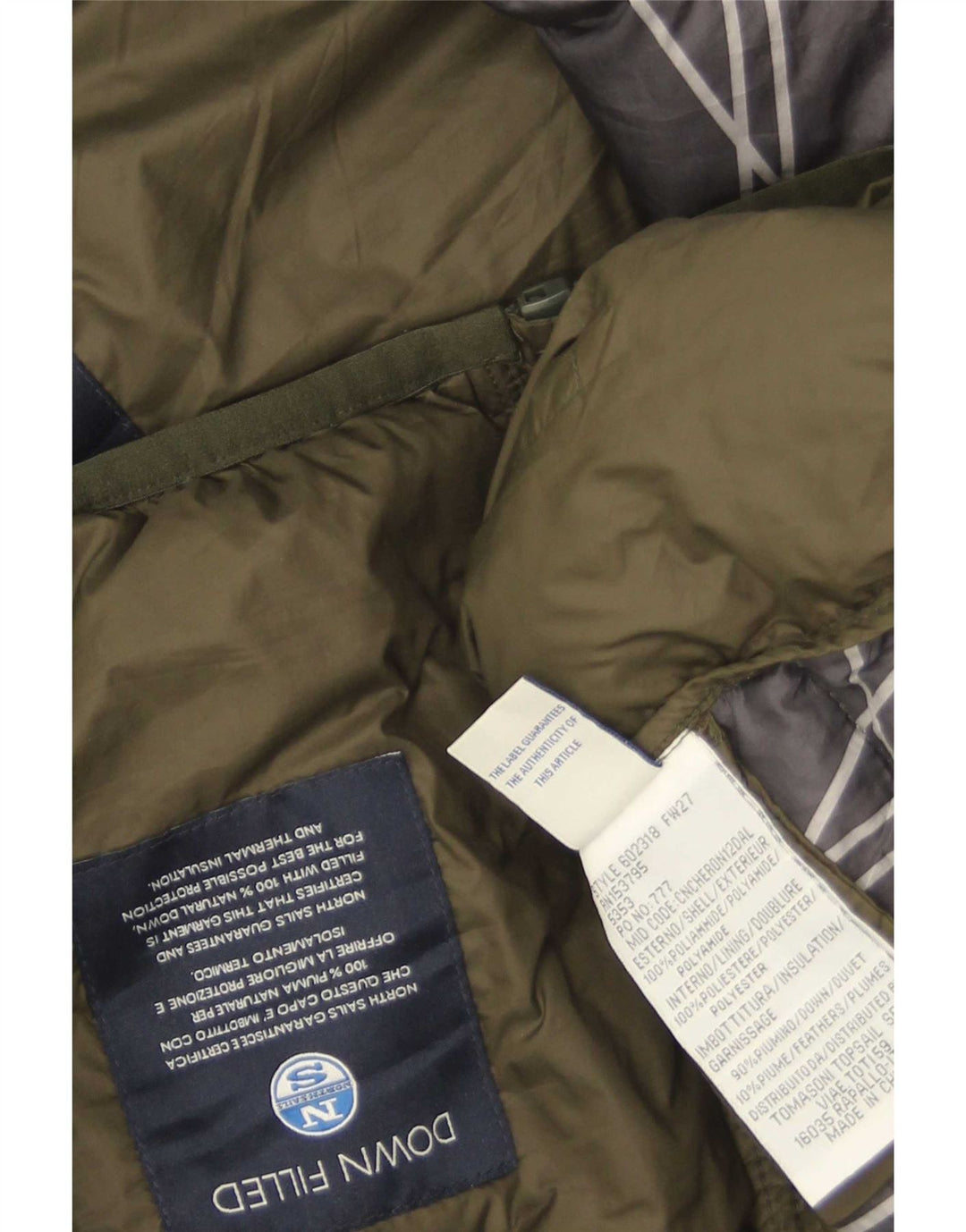 North Sails Mens Hooded Padded Jacket UK 40 Large Khaki Polyamide