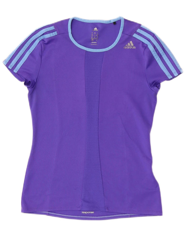 Adidas Climalite T-Shirt Top UK 4/6 XS Violet Polyester