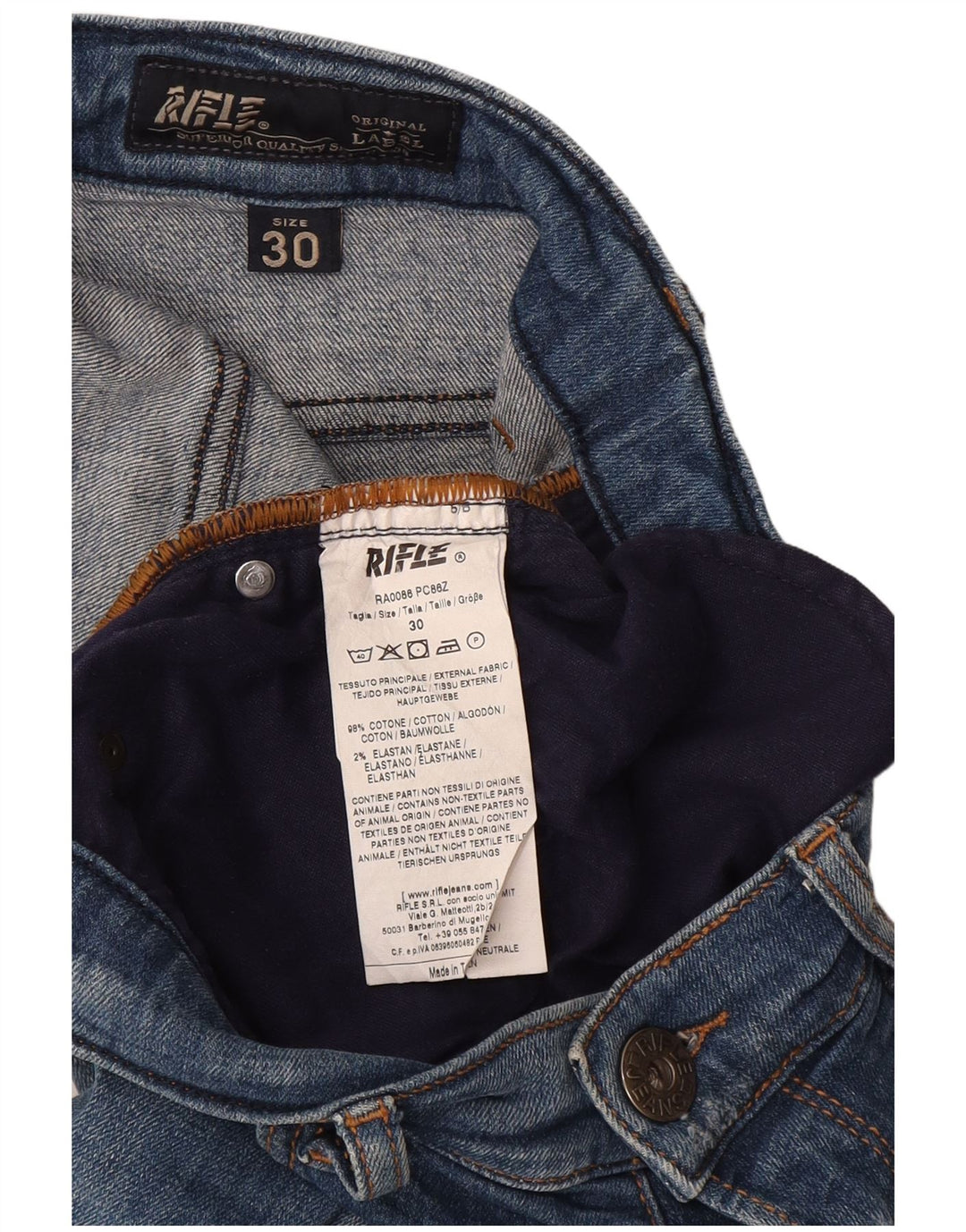 Rifle Womens Distressed Slim Jeans W30 L33 Blue Cotton