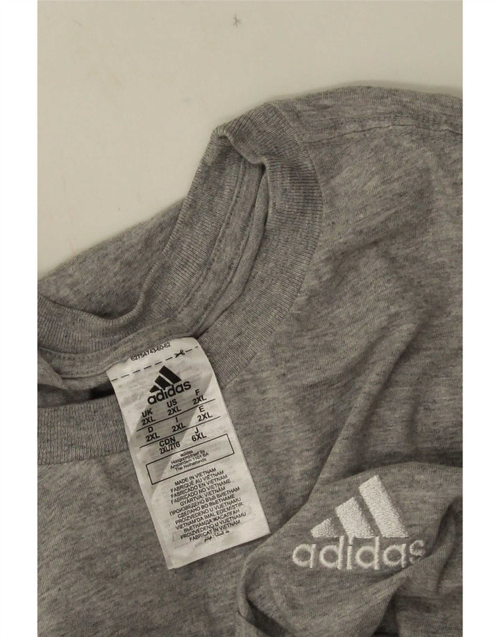 Adidas Mens T-Shirt Top 2XL Grey Cotton
