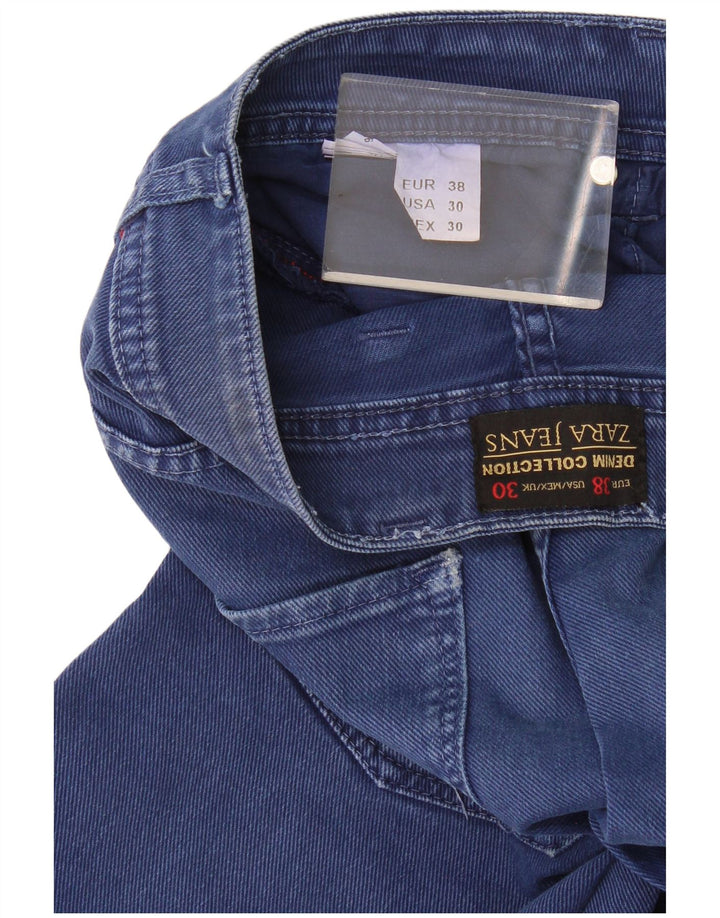 Zara Mens Denim Shorts EU 38 Small W30 Navy Blue