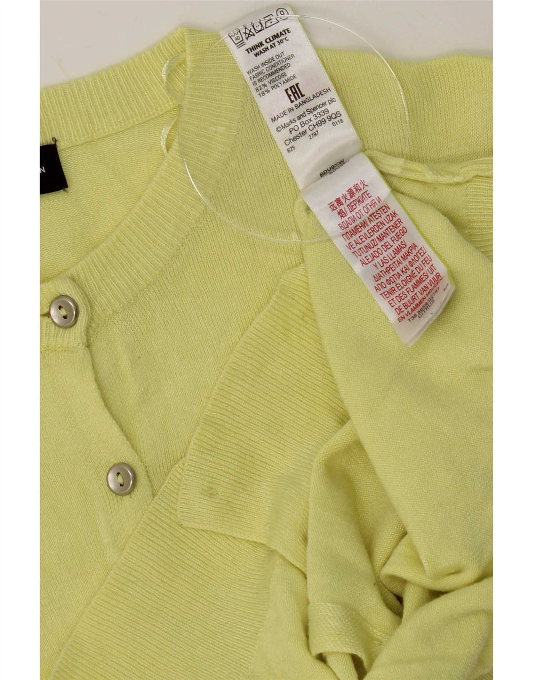Marks & Spencer Womens Cardigan Sweater UK 12 Medium Yellow Viscose