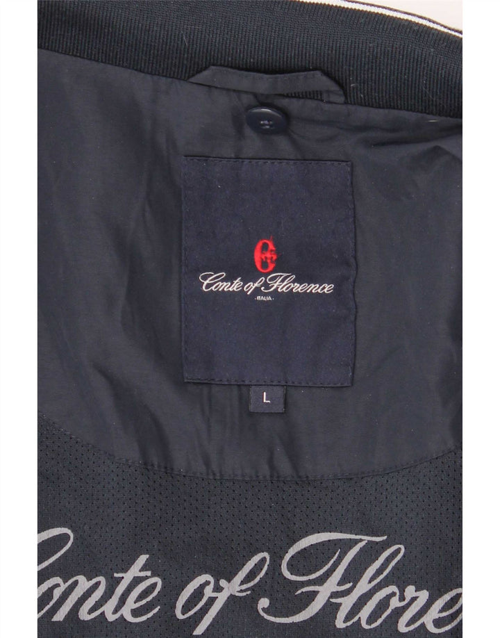 Conte of Florence Mens Tracksuit Top Jacket Large Navy Blue Polyester