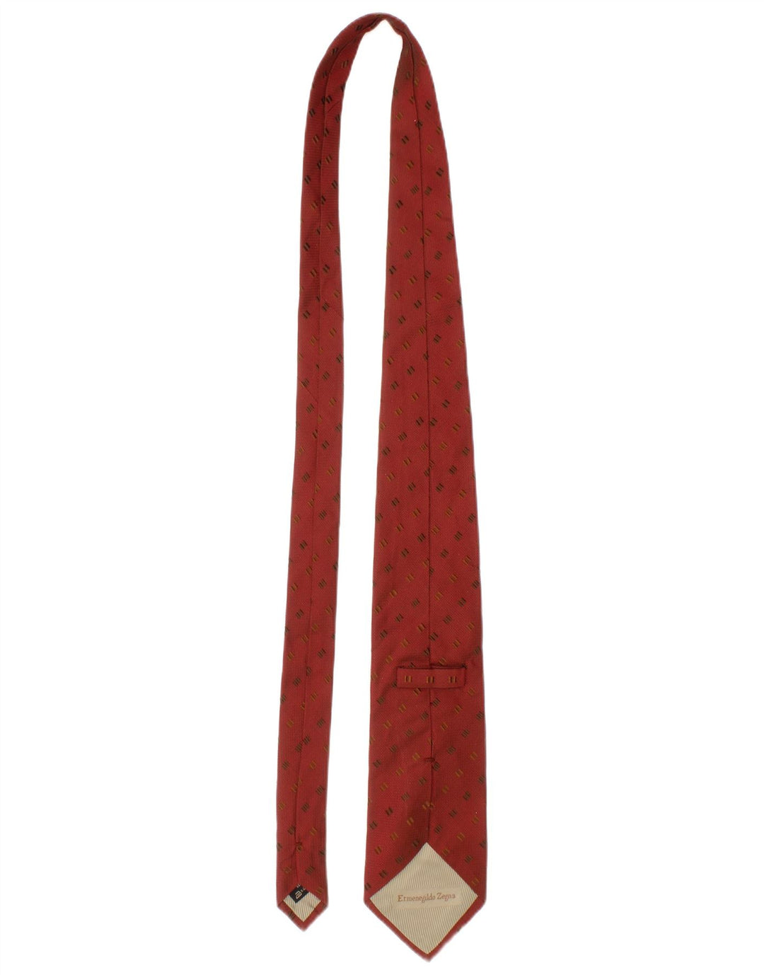 Ermenegildo Zegna Mens Tie One Size Red Geometric Silk Classic