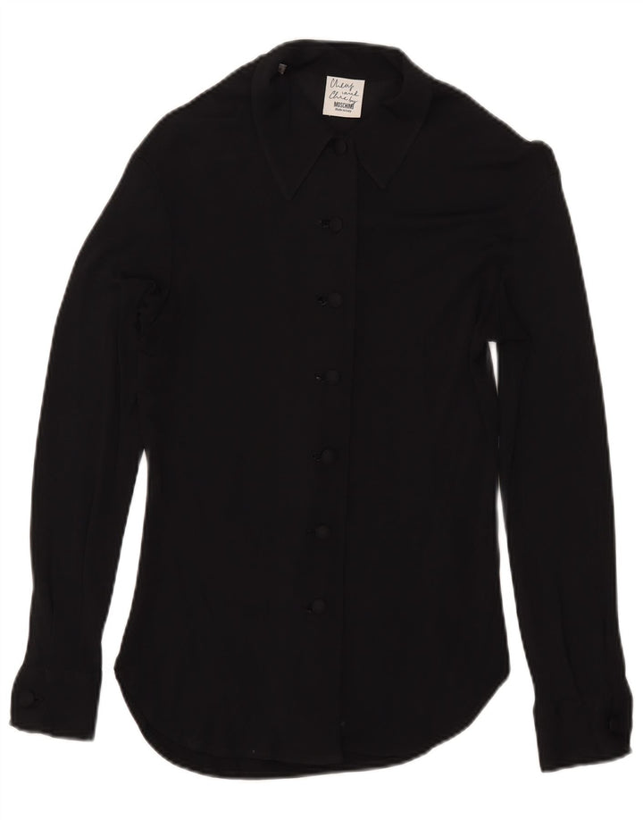 Moschino Womens See Through Shirt Blouse UK 8 Small Black Rayon