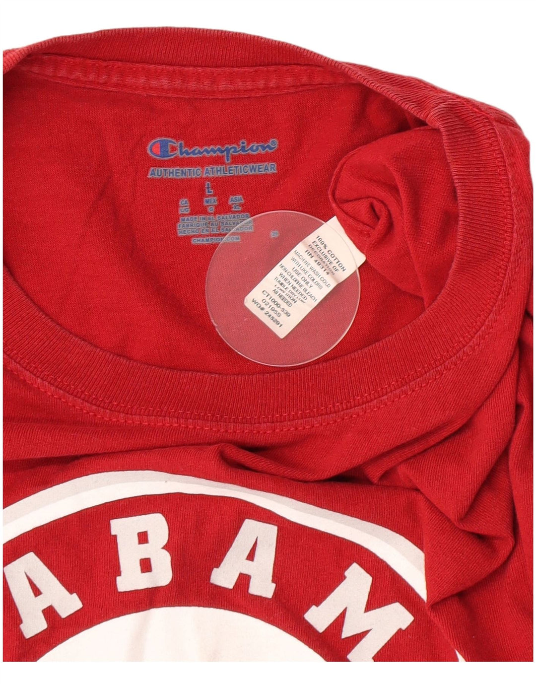 Champion Mens Graphic T-Shirt Top Large Red Cotton