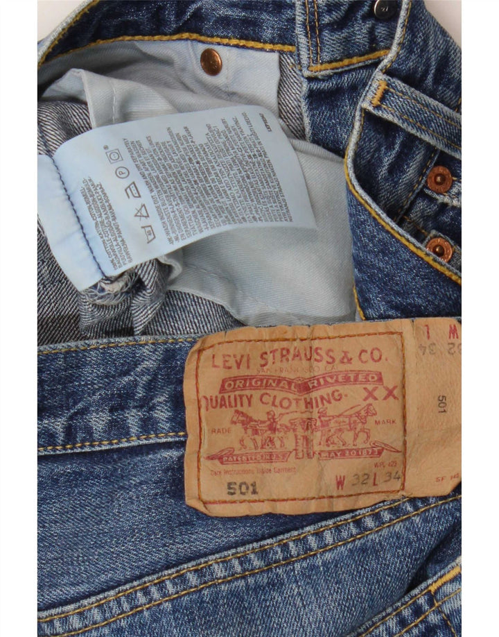 Levi's Mens 501 Straight Jeans W32 L34 Blue Cotton