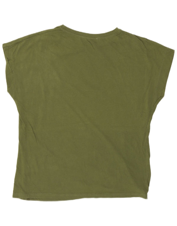Tricou cu grafic pentru femei Zara UK 16 mare bumbac kaki