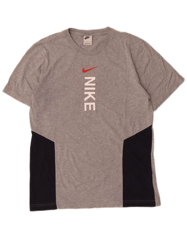 Nike Mens Short Sleeve Graphic T-Shirt Top Medium Grey Colourblock Sports