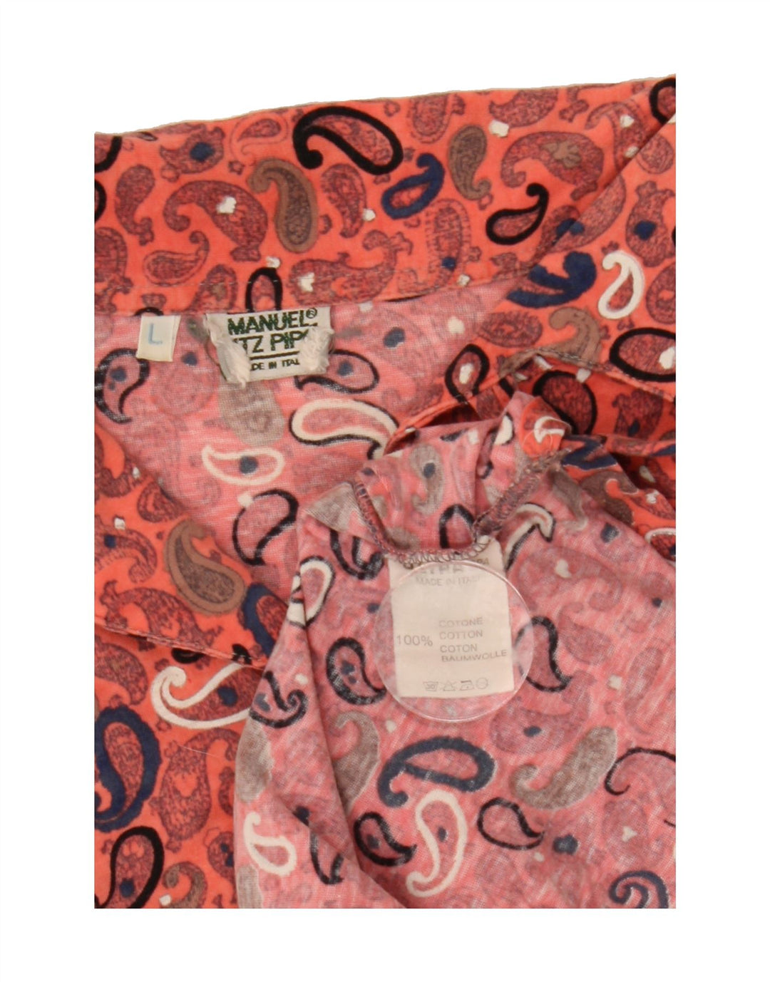 MANUEL RITZ PIPO Mens Short Sleeve Pullover Shirt Large Pink Paisley Vintage Manuel Ritz Pipo and Second-Hand Manuel Ritz Pipo from Messina Hembry 