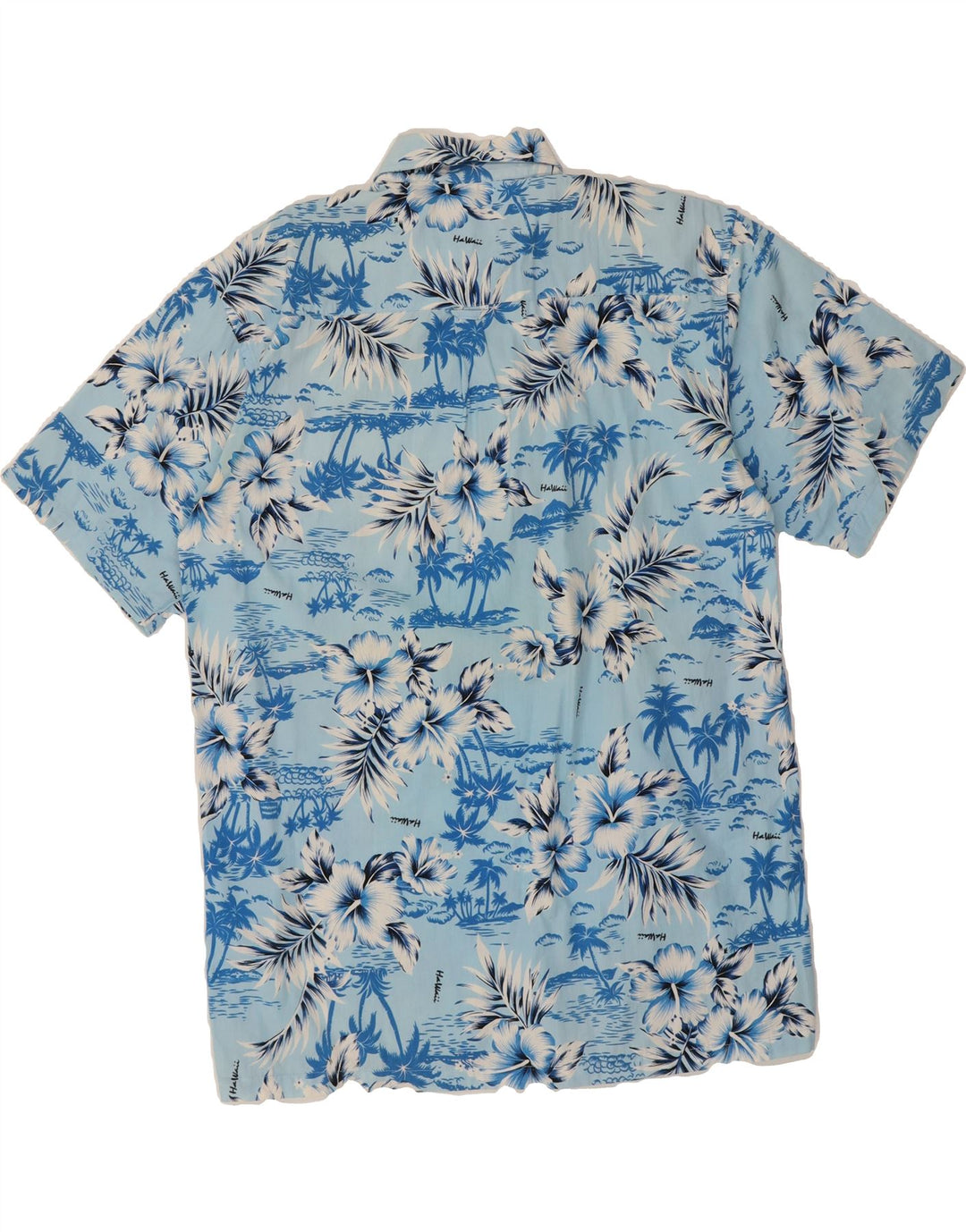 VINTAGE Mens Short Sleeve Shirt Medium Blue Floral Cotton Vintage Vintage and Second-Hand Vintage from Messina Hembry 
