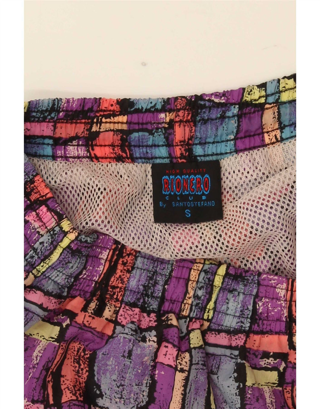 Santostefano Mens Swimming Shorts Small Multicoloured Geometric Polyamide