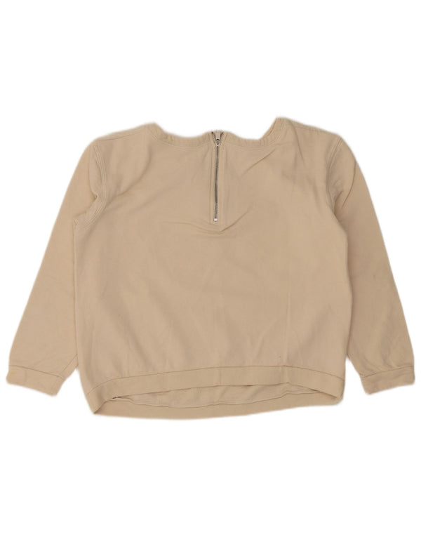 Liu Jo Damen Crop Sweatshirt Pullover UK 14 Medium Off White Floral Cotton