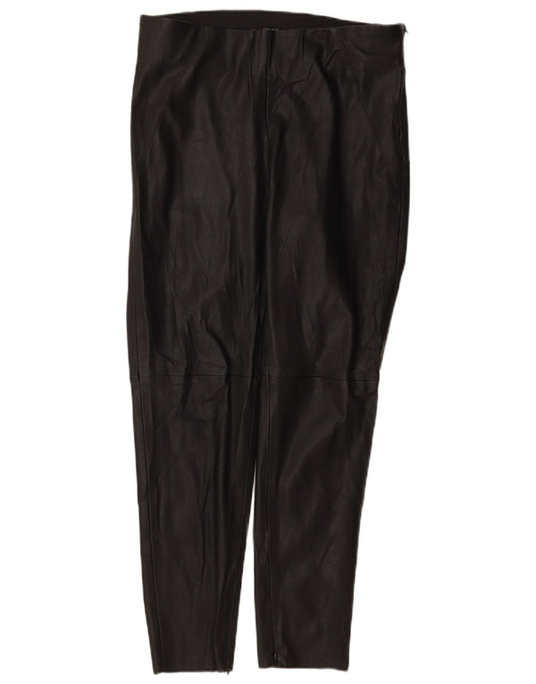 Zara Womens Slim Leather Trousers Large W30 L27 Black