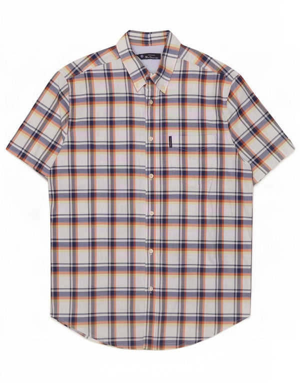 Ben Sherman Chemise à manches courtes pour homme en coton à carreaux multicolores