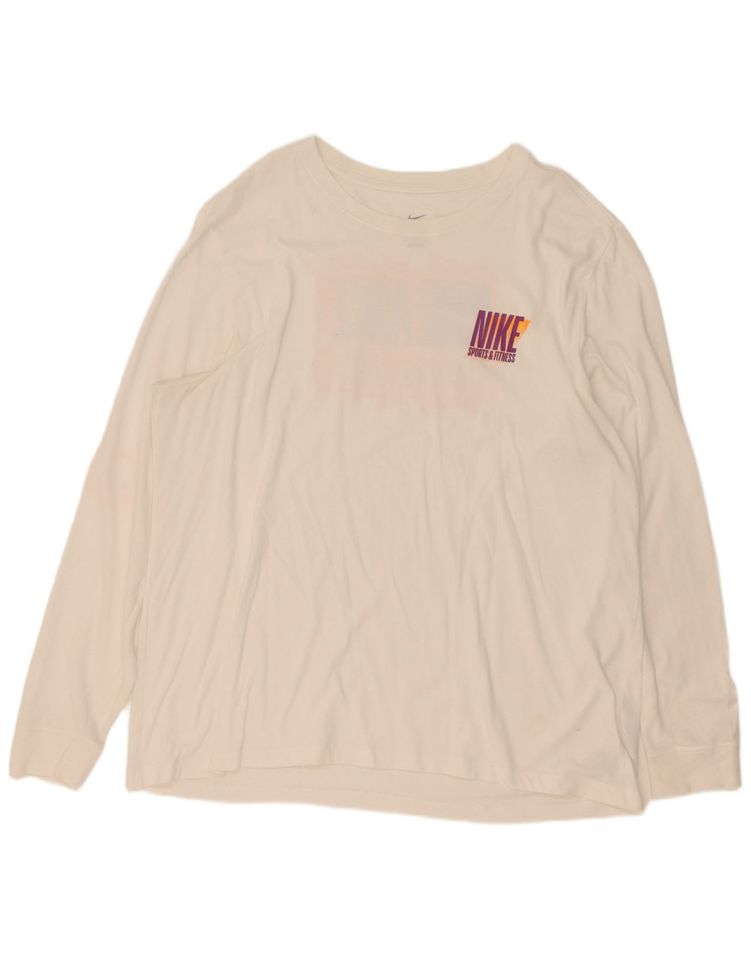 Nike Herre Dri Fit grafisk top langærmet 2XL hvid bomuld