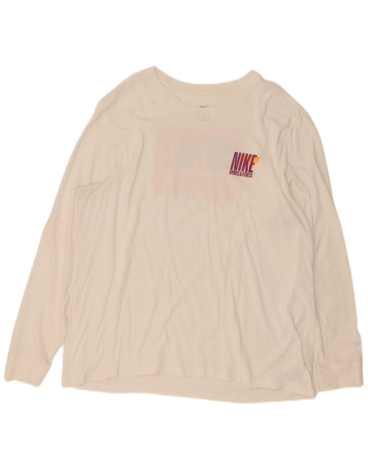 Nike Herre Dri Fit grafisk top langærmet 2XL hvid bomuld