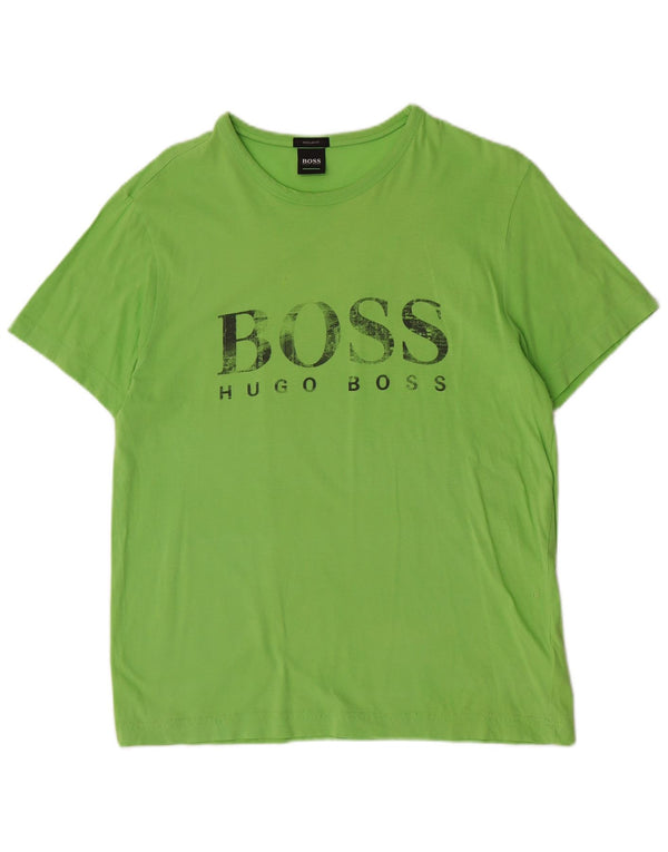 Hugo Boss Mens Regular Fit Graphic T-Shirt Top Medium Green Cotton