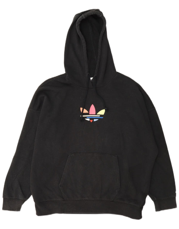 Adidas Pull à capuche surdimensionné graphique pour femme UK 4 XS en coton noir