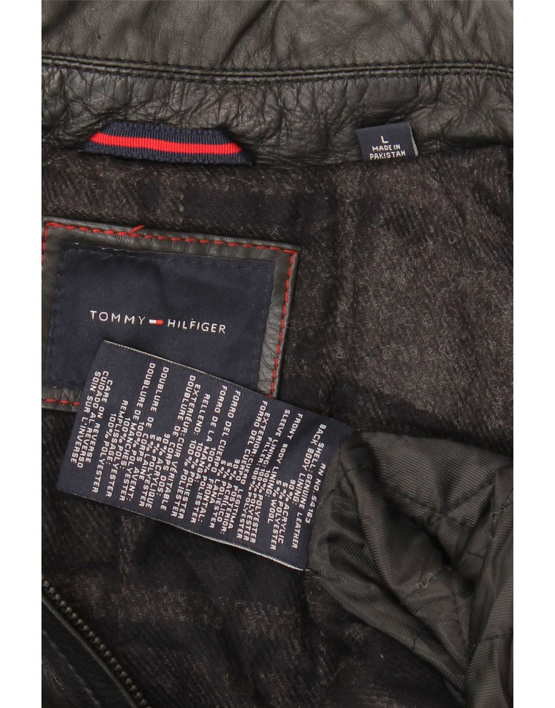 Tommy Hilfiger Herre Military Læderjakke UK 40 Large Black