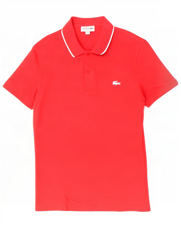 Polo da uomo slim fit Lacoste taglia 3 piccola in cotone rosso