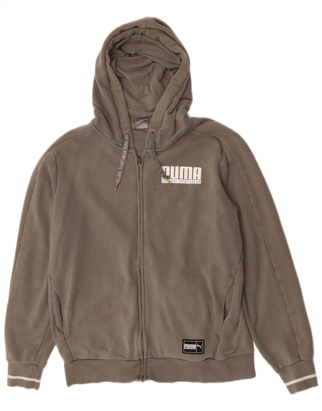 Puma Mens Graphic Zip Hoodie Sweater Medium Khaki Cotton