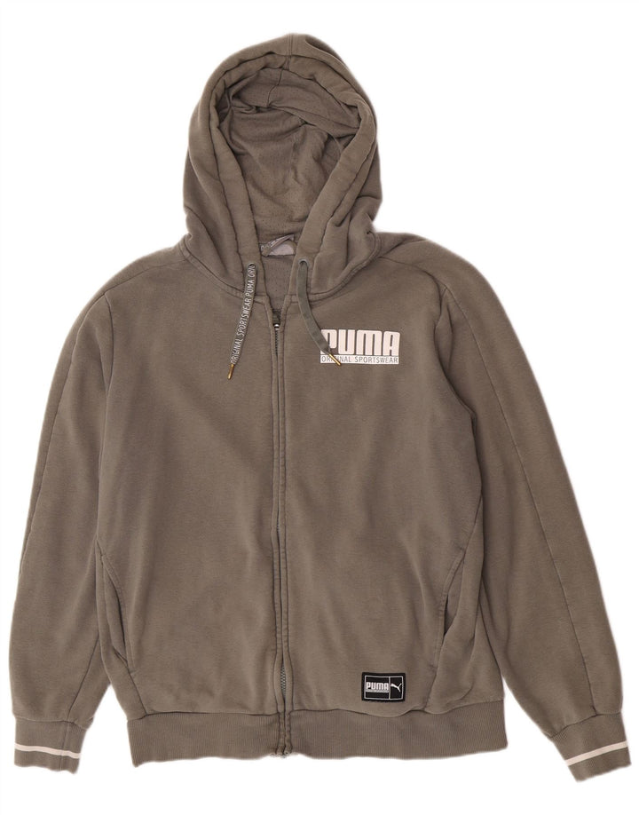 Puma Mens Graphic Zip Hoodie Sweater Medium Khaki Cotton