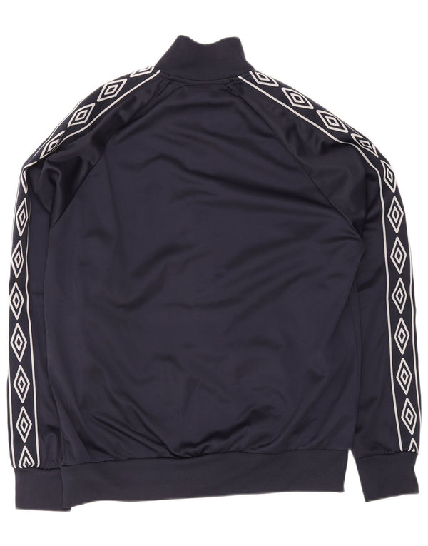 Umbro Mens Tracksuit Top Jacket Medium Navy Blue Geometric Polyester