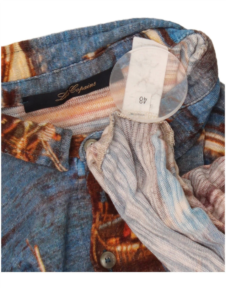 Les Copains Herre abstrakt mønster skjorte IT 48 Medium Blue Cotton